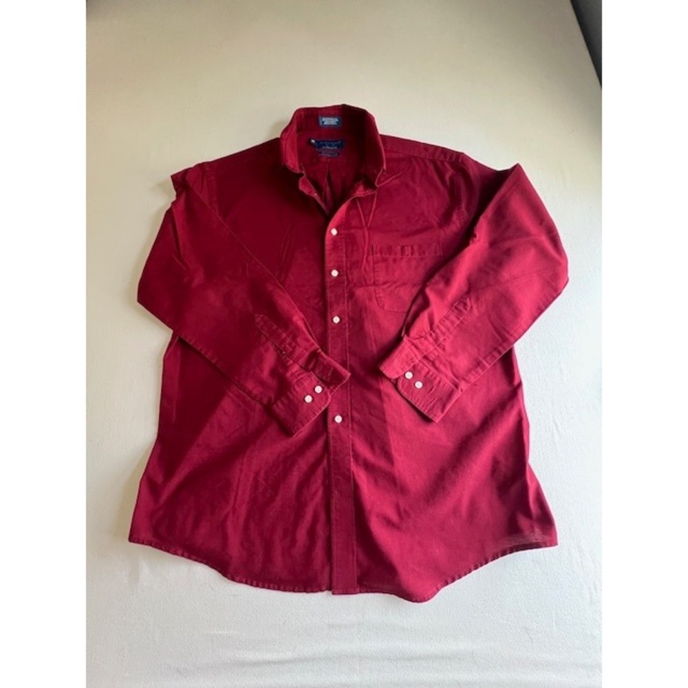 Towncraft Button Down Shirt Mens XL-Tall Burgundy Wrinkle Free Stain Release